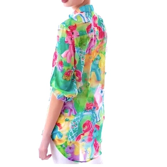 💖 Y2K My Little Pony Sheer Blouse Shirt Top Small - Picture 1 of 5